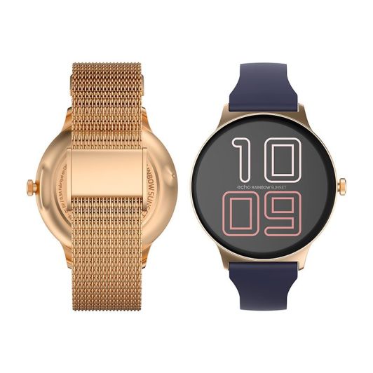 Reloj inteligente ECHO Rainbow Sunset, azul - oro rosa - 2 correas