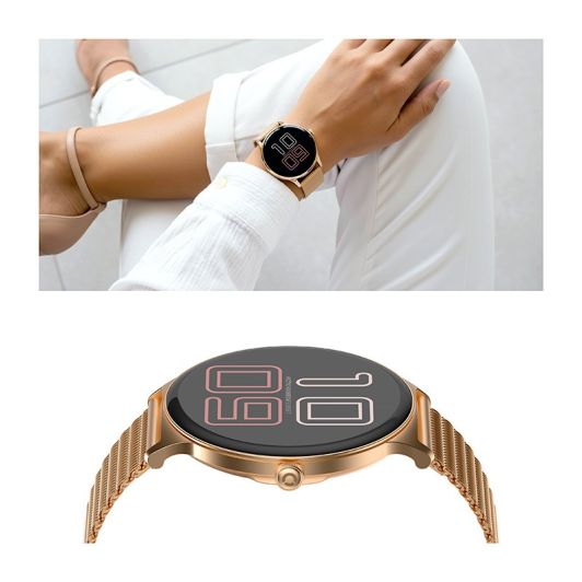 Reloj inteligente ECHO Rainbow Sunset, azul - oro rosa - 2 correas