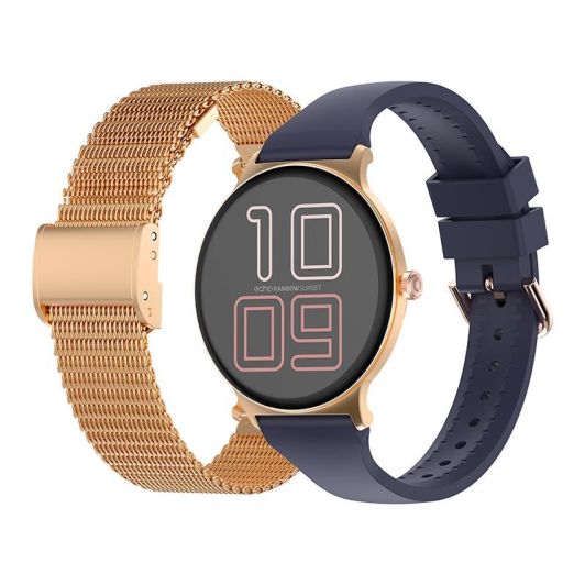 Reloj inteligente ECHO Rainbow Sunset, azul - oro rosa - 2 correas