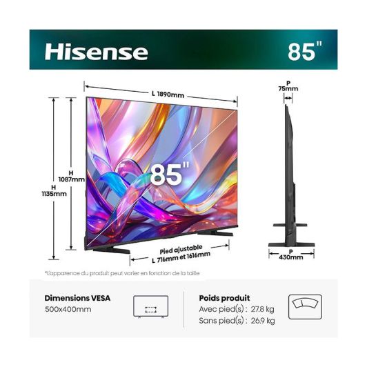 HISENSE Smart Tv QLED 85