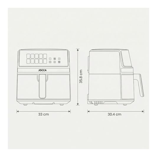 FREIDORA DE AIRE DIGITAL 8L, DISPLAY COLORES, DOBLE RESISTENCIA, JOCCA 2767