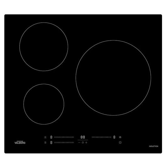 Placa inducción 3 zonas, 8100w, control táctil slider, VALBERG IH 3 TB DAS343C