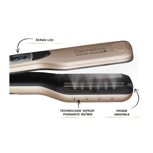 Plancha alisadora de pelo de vapor SAINT ALGUE Demeliss Titanio 85W temp. 150/230 grados