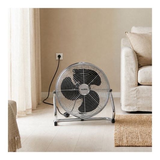 Ventilador de Suelo Industrial VALBERG 40W 30 cm de Diámetro 3 Velocidades Inclinación Ajustable Cromado