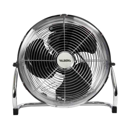 Ventilador de Suelo Industrial VALBERG 40W 30 cm de Diámetro 3 Velocidades Inclinación Ajustable Cromado