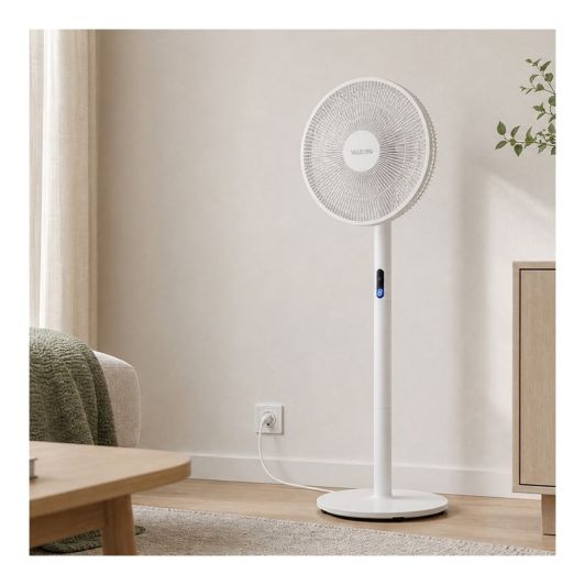 Ventilador de Pie 45W 3 Velocidades Silencioso Blanco/Gris VALBERG U-GO-Fresh