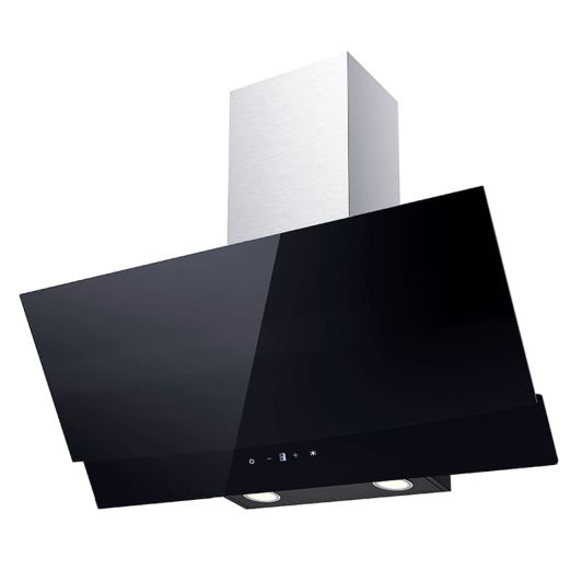 Campana decorativa inclinada 90cm, 609m3/h, negra, clase A++, VALBERG FIH 90 EGK 756C
