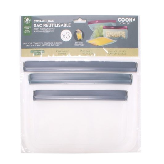Pack 3 bolsas congelación para conservación