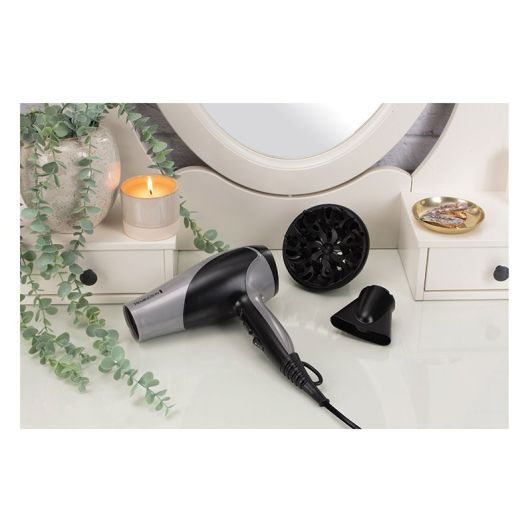 Secador de pelo REMINGTON Negro 2200W Iónico Rejilla Cerámica 3 Temperaturas / 2 velocidades, Aire frio D3190S