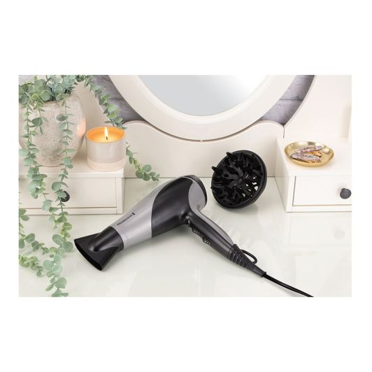 Secador de pelo REMINGTON Negro 2200W Iónico Rejilla Cerámica 3 Temperaturas / 2 velocidades, Aire frio D3190S