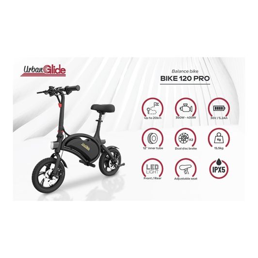 Bicicleta Eléctrica URBANGLIDE Bike 120 pro Draisiana Batería 36V Ruedas 12