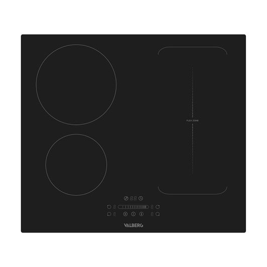 Placa Inducción 4 fuegos, 7400w, con doble zona extensible, VALBERG IH 4 TB1FZS 007C