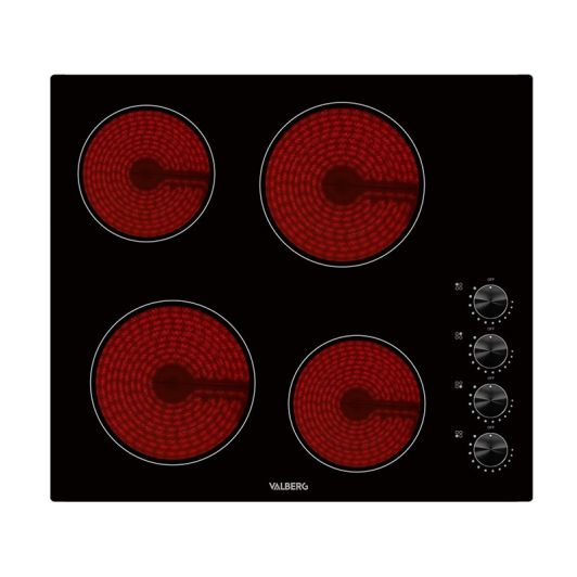 Placa vitrocerámica 4 zonas, 6000w, control por botones, VALBERG VH 4 TM 007C