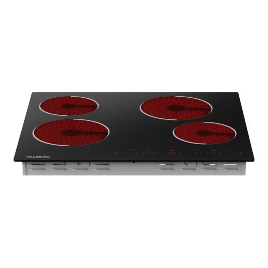 Placa vitrocerámica 4 zonas, 6000w, control táctil, VALBERG VH 4 T 007C