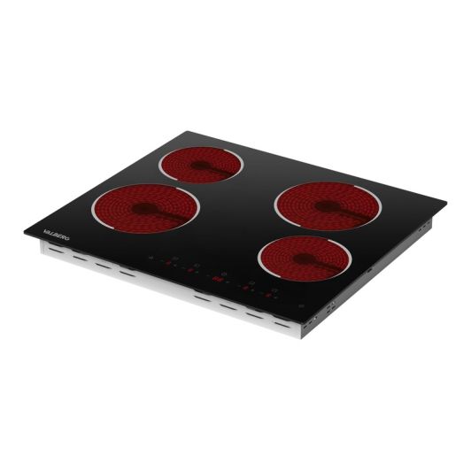 Placa vitrocerámica 4 zonas, 6000w, control táctil, VALBERG VH 4 T 007C