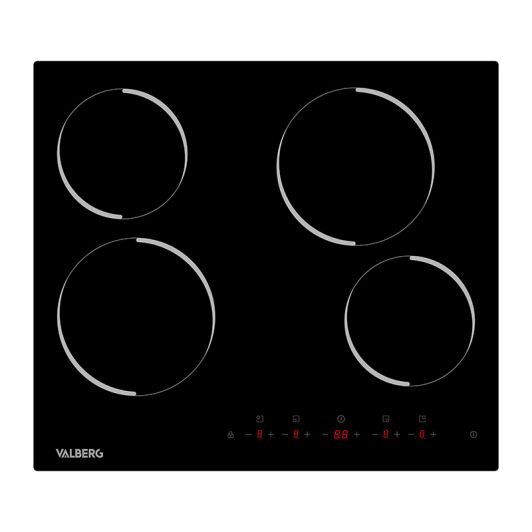 Placa vitrocerámica 4 zonas, 6000w, control táctil, VALBERG VH 4 T 007C