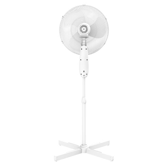 Ventilador de Pie VALBERG 45W 40 cm de Diámetro 3 Velocidades Altura Regulable Oscilante Blanco