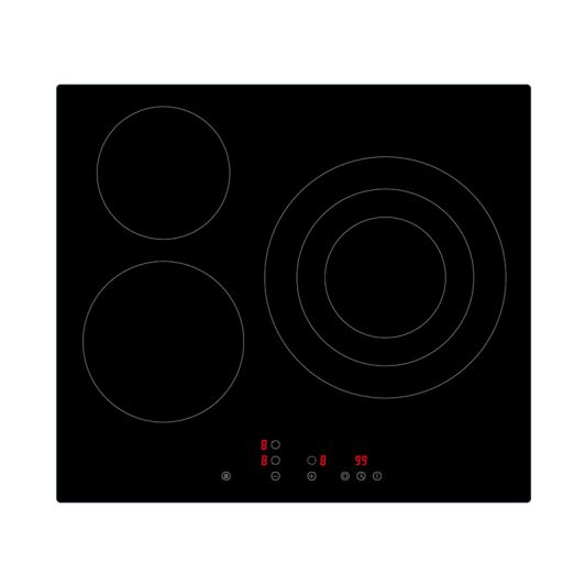 Placa vitrocerámica 3 fuegos, 5700w, control táctil, VALBERG VH 3 T 342C